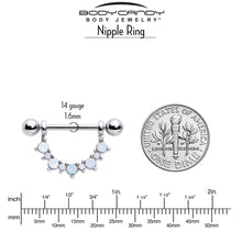 Load image into Gallery viewer, 14G 9/16 White Synthetic Opal October Birthstone Nipple Shield Set