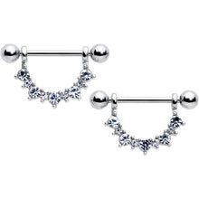 Load image into Gallery viewer, 14G 9/16 Clear CZ Gem April Birthstone Dangle Nipple Shield Set