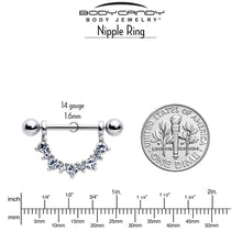 Load image into Gallery viewer, 14G 9/16 Clear CZ Gem April Birthstone Dangle Nipple Shield Set