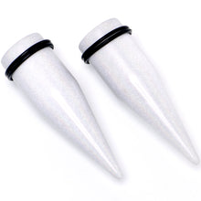 Load image into Gallery viewer, White Shimmer Acrylic Straight Taper Set 6mm to 20mm Sizes