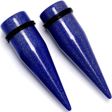Load image into Gallery viewer, Blue Shimmer Acrylic Straight Taper Set 6mm to 20mm Sizes