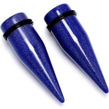 Load image into Gallery viewer, Blue Shimmer Acrylic Straight Taper Set 6mm to 20mm Sizes