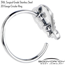 Load image into Gallery viewer, 20G 5/16 Clear Gem Heavenly Heart Angel Wing Black Nose Hoop