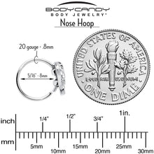 Load image into Gallery viewer, 20G 5/16 Clear Gem Heavenly Heart Angel Wing Black Nose Hoop