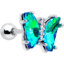 Load image into Gallery viewer, 16G 1/4 Green CZ Gem Simply Colorful Butterfly Cartilage Earring
