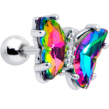 Load image into Gallery viewer, 16G 1/4 Rainbow CZ Gem Simply Colorful Butterfly Cartilage Earring