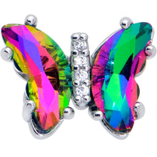 Load image into Gallery viewer, 16G 1/4 Rainbow CZ Gem Simply Colorful Butterfly Cartilage Earring