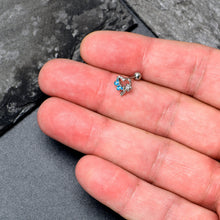Load image into Gallery viewer, 16G 1/4 Clear CZ Gem Butterfly Rose Blue Cartilage Tragus Stud