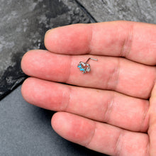 Load image into Gallery viewer, 20G 7mm Clear CZ Gem Butterfly Rose Flower Blue L Shape Nose Ring