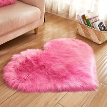 Load image into Gallery viewer, Plush Heart-Shaped Area Mat | Machine Washable Soft Artificial Wool | Cozy Decorative Mat for Living Room, Bedroom, Office | Indoor Use