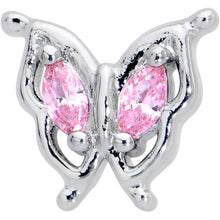 Load image into Gallery viewer, 16G 1/4 Pink Gem Fancy Fab Butterfly Cartilage Tragus Earring