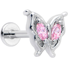 Load image into Gallery viewer, 16G 5/16 Pink Gem Fancy Fab Butterfly Internally Threaded Labret