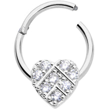 Load image into Gallery viewer, 16G 3/8 Clear CZ Gem Lattice Heart Hinged Segment Ring
