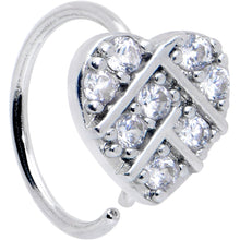 Load image into Gallery viewer, 20G 5/16 Clear CZ Gem Lattice Heart Nose Hoop