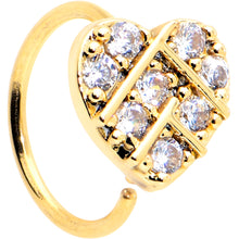 Load image into Gallery viewer, 20G 5/16 Clear CZ Gem Gold Tone Lattice Heart Nose Hoop