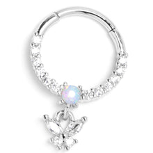 Load image into Gallery viewer, 16G 3/8 Blue Synthetic Opal Butterfly Dangle Hinged Segment Ring
