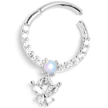 Load image into Gallery viewer, 16G 3/8 Blue Synthetic Opal Butterfly Dangle Hinged Segment Ring