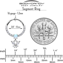 Load image into Gallery viewer, 16G 3/8 Blue Synthetic Opal Butterfly Dangle Hinged Segment Ring