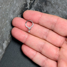 Load image into Gallery viewer, 16G 3/8 Clear CZ Gem Elegant Curves Dangle Hinged Segment Ring