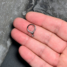 Load image into Gallery viewer, 16G 3/8 Clear CZ Gem Black Elegant Curves Hinged Segment Ring