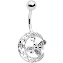 Load image into Gallery viewer, Clear Gem Lunar Dragonfly Belly Ring