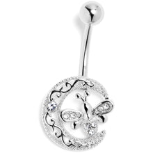 Load image into Gallery viewer, Clear Gem Lunar Dragonfly Belly Ring