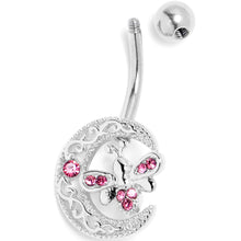 Load image into Gallery viewer, Pink Gem Lunar Dragonfly Belly Ring