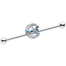 Load image into Gallery viewer, 14G Blue Gem Lunar Dragonfly Industrial Barbell 38mm