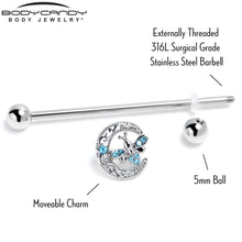 Load image into Gallery viewer, 14G Blue Gem Lunar Dragonfly Industrial Barbell 38mm