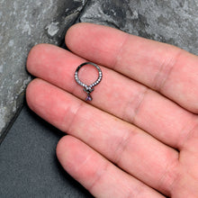 Load image into Gallery viewer, 16G 3/8 Purple CZ Gem Black Elegant Curves Dangle Hinged Segment Ring