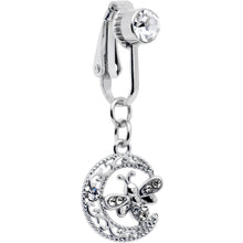 Load image into Gallery viewer, Clear Gem Lunar Dragonfly Fake Clip On Belly Ring