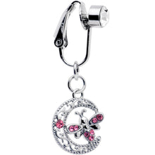Load image into Gallery viewer, Pink Gem Lunar Dragonfly Fake Clip On Belly Ring