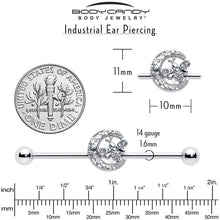 Load image into Gallery viewer, 14G Clear Gem Lunar Dragonfly Industrial Barbell 38mm
