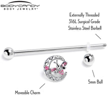 Load image into Gallery viewer, 14G Pink Gem Lunar Dragonfly Industrial Barbell 38mm