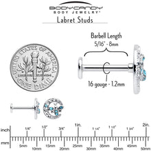 Load image into Gallery viewer, 16G 5/16 Blue Gem Lunar Dragonfly Internally Threaded Labret Tragus