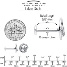 Load image into Gallery viewer, 16G 5/16 Clear Gem Lunar Dragonfly Internally Threaded Labret Tragus