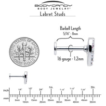 Load image into Gallery viewer, 16G 5/16 Pink CZ Gem Lattice Hear Internally Threaded Labret