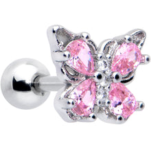 Load image into Gallery viewer, 16G 1/4 Pink Gem Butterfly Glory Cartilage Tragus Earring