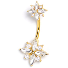 Load image into Gallery viewer, Clear Gem Gold Tone Star Power Double Mount Belly Ring