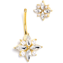Load image into Gallery viewer, Clear Gem Gold Tone Star Power Double Mount Belly Ring