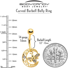 Load image into Gallery viewer, Clear Gem Gold Tone Lunar Dragonfly Belly Ring