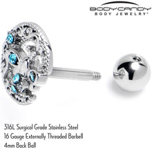 Load image into Gallery viewer, 16G 1/4 Blue Gem Lunar Dragonfly Cartilage Tragus Earring