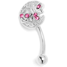 Load image into Gallery viewer, 16G 5/16 Pink Gem Lunar Dragonfly Curved Eyebrow Ring
