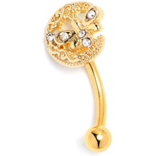 Load image into Gallery viewer, 16G 5/16 Clear Gem Gold Tone Lunar Dragonfly Curved Eyebrow Ring