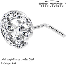 Load image into Gallery viewer, 20G 7mm Clear Gem Lunar Dragonfly L Shape Nose Ring