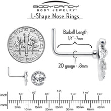 Load image into Gallery viewer, 20G 7mm Clear Gem Lunar Dragonfly L Shape Nose Ring