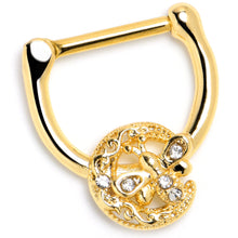 Load image into Gallery viewer, 16G 5/16 Clear Gem Gold Tone Lunar Dragonfly Cartilage Clicker