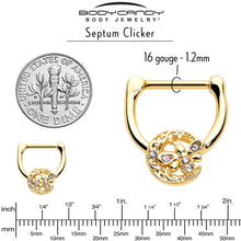 Load image into Gallery viewer, 16G 5/16 Clear Gem Gold Tone Lunar Dragonfly Cartilage Clicker