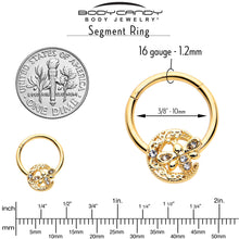 Load image into Gallery viewer, 16G 3/8 Clear Gem Gold Tone Lunar Dragonfly Hinged Segment Ring