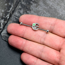 Load image into Gallery viewer, 14G Clear Gem Rabbit On Moon Flower Industrial Barbell 38mm